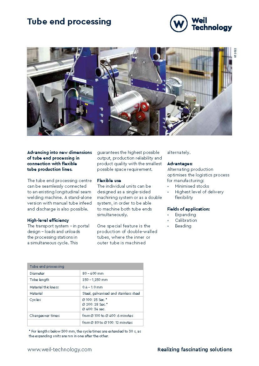 Onepager tube end processing english